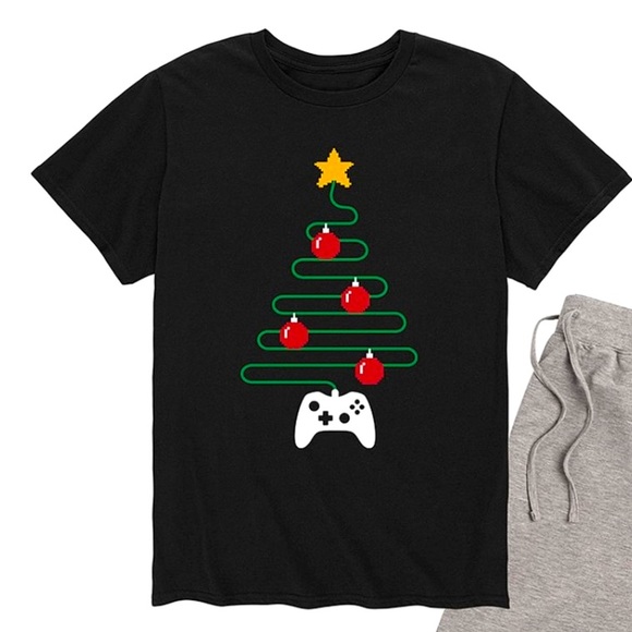 MEN/Women Black Game Controller Tree Top Shirt Size S Holiday New Christmas - Picture 1 of 6